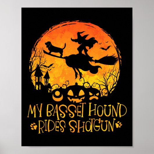 私のバスセットハウンドライドshotgun犬ハロウィンコスタム ポスター (正面)