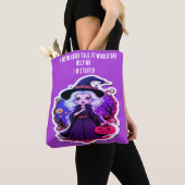 私のバッグもしはトートバッグを話すことができた可愛い魔女カボチャ トートバッグ (クローズアップ)