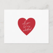 「私のバレンタインにしてくれるか?」赤いハートはがき シーズンポストカード (正面)