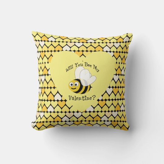 私のバレンタインにしてくれる？黄色のハート クッション (正面)