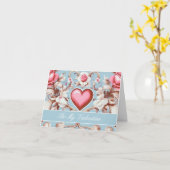 私のバレンタインにして - ヴィンテージハート カード (黄色い花)