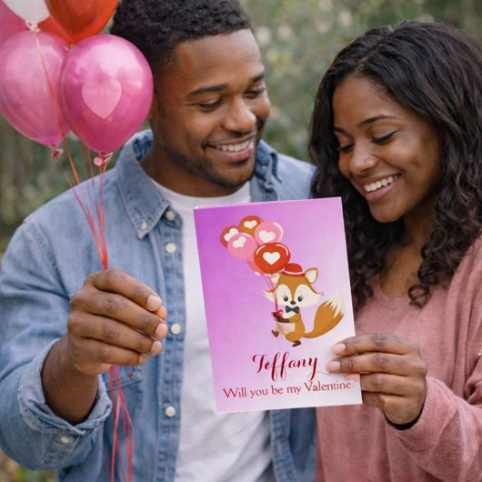 私のバレンタインになってくれますか? フォックスと風船 シーズンカード