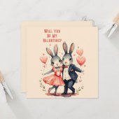私のバレンタインになってくれるウサギのカップル カード (正面/裏面インサイチュ)
