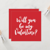 私のバレンタインになってくれる？ 赤 モダン スクリプト カスタム カード (正面/裏面インサイチュ)