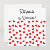 私のバレンタインになってくれる？ 遊び心のある赤いハート シーズンカード (正面/裏面)
