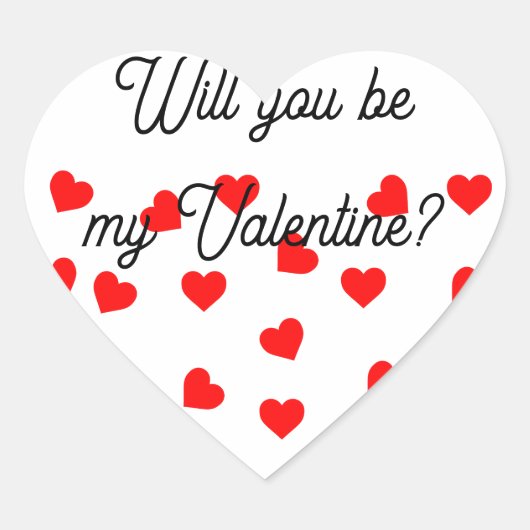 私のバレンタインになってくれる？ 遊び心のある赤いハート ハートシール (正面)