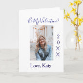 私のバレンタインになって愛の名前紫色の年写真シンプル カード (黄色い花)