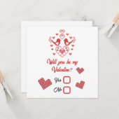 私のバレンタインになって! ハートが溶けるような赤いかわいい鳥たち カード (正面/裏面インサイチュ)