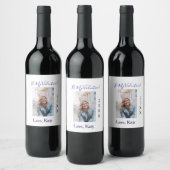 私のバレンタインになって 愛 名前 紫色 1年 フォト シンプル ワインラベル (ボトル)