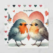 「私のバレンタインになって」 水彩画 ロビンハーツ シーズンカード (正面/裏面)