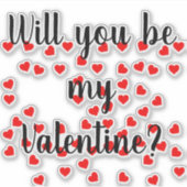 私のバレンタインに行く？よくはしゃぐ赤いハート シール (正面)