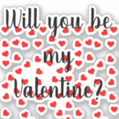 私のバレンタインに行く?よくはしゃぐ赤いハート シール (正面)