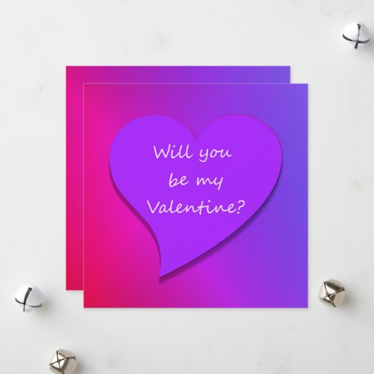 私のバレンタインに行く?ピンク、赤紫のハート シーズンカード (正面/裏面インサイチュ)