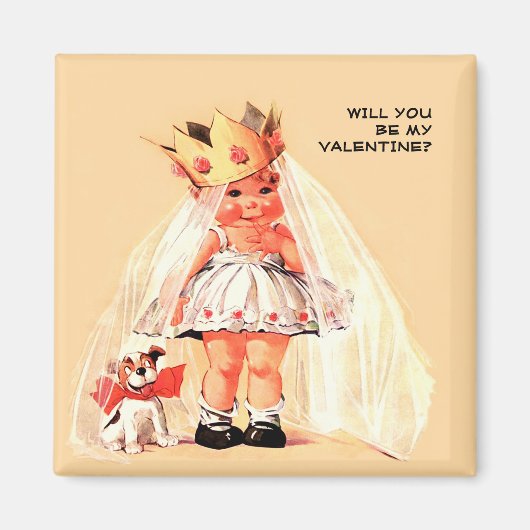 私のバレンタインに行く？ヴィンテージ マグネット (正面)