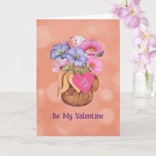 私のバレンタインのための花 5" x 7" 折りたたみカード カード (蘭)