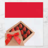私のバレンタインのイチゴの赤い弓箱になる ワインラベル (シングルラベル)