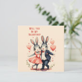 私のバレンタインのウサギカップルになりますか カード (スタンド正面)