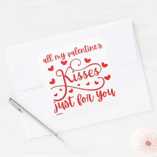 私のバレンタインのキスはロマンチックな スクエアシール (封筒)