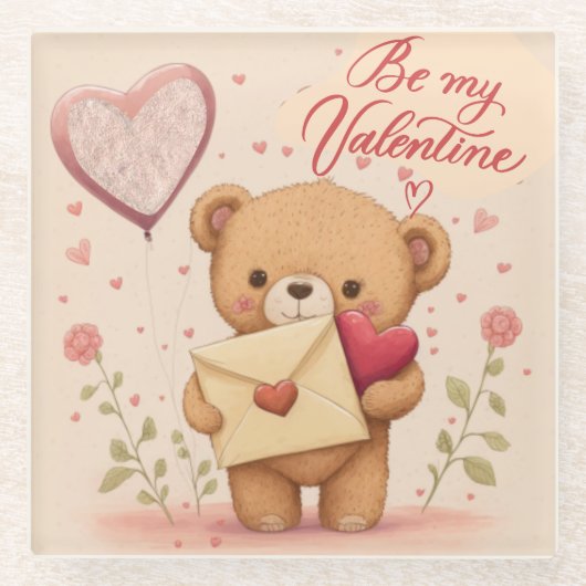 私のバレンタインのコースター ガラスコースター (正面)