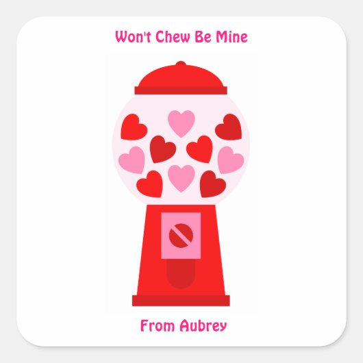 私のバレンタインのステッカーハートガンボールになる スクエアシール (正面)