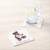 私のバレンタインのテディベアパーソナライズされた スクエアペーパーコースター (インサイチュ)