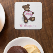 私のバレンタインのテディベアパーソナライズされた スクエアペーパーコースター