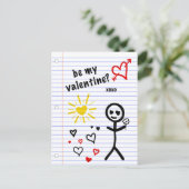 私のバレンタインのノート紙スケッチ ポストカード (スタンド正面)