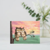 私のバレンタインのフクロウがあって下さい シーズンポストカード (スタンド正面)