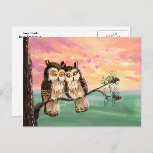 私のバレンタインのフクロウがあって下さい シーズンポストカード (正面/裏面)