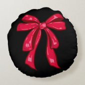 私のバレンタインの口紅と弓のデザイン ラウンドクッション (裏面)