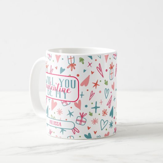 私のバレンタインの柄になるかな? コーヒーマグカップ (正面左)