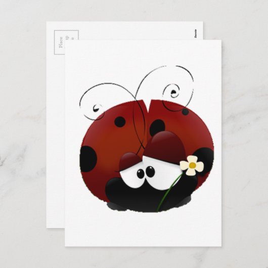 私のバレンタインの赤いてんとう虫の漫画があって下さい シーズンポストカード (正面/裏面)