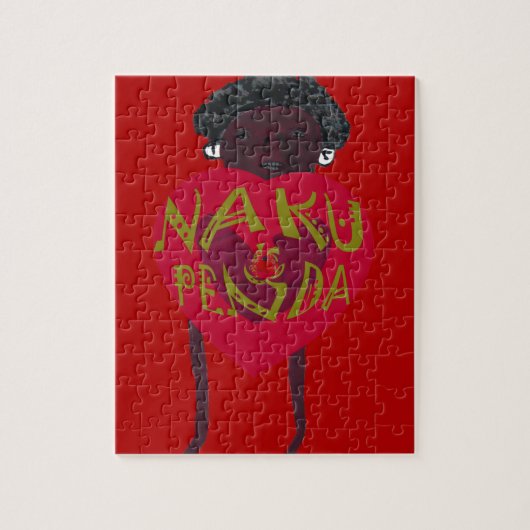 私のバレンタインはあなたを愛しているNakupenda Kenya Swhili Art. ジグソーパズル (縦)