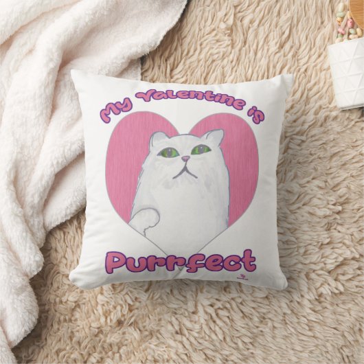 私のバレンタインはパーフェクトキュートな猫ハートアート クッション (ブランケット)