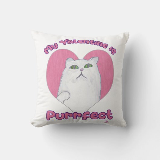 私のバレンタインはパーフェクトキュートな猫ハートアート クッション (正面)