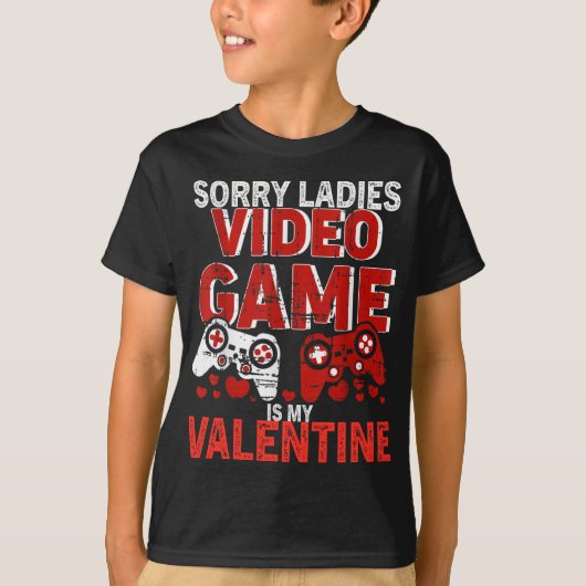 私のバレンタインはビデオゲームです Tシャツ (正面)