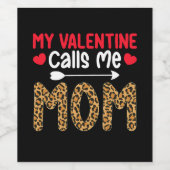 私のバレンタインは私をママLeopardバッファロープレイドと呼ぶ ワインラベル (シングルラベル)