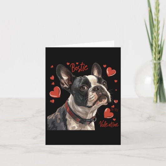私のバレンタインはBoston Terrier！かわいいペット犬の飼い主 カード (正面)