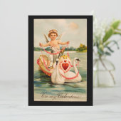 私のバレンタインへのヴィンテージ チェルブ & スワン ボート シーズンカード (スタンド正面)