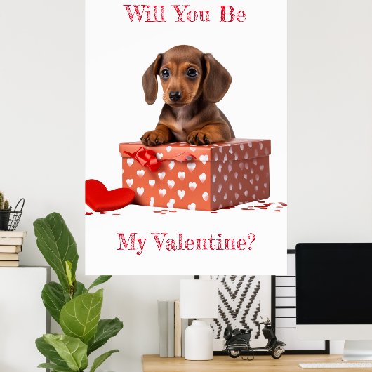 私のバレンタインデックシュント赤い箱か ポスター (ホームオフィス)
