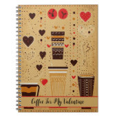 私のバレンタインデーかわいい漫画のコーヒーハート ノートブック (正面)