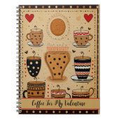 私のバレンタインデーかわいい漫画ハートのためのコーヒー4 ノートブック (正面)