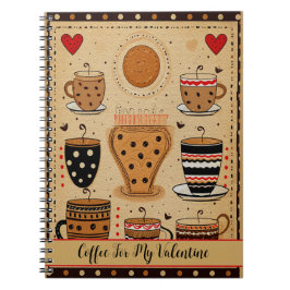 私のバレンタインデーかわいい漫画ハートのためのコーヒー4 ノートブック