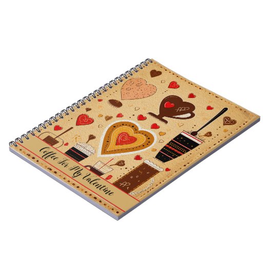 私のバレンタインデーかわいい漫画ハートのためのコーヒー6 ノートブック (左側)