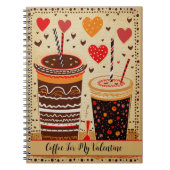 私のバレンタインデーかわいい漫画ハートのためのコーヒー7 ノートブック (正面)
