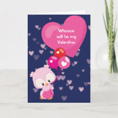 私のバレンタインデーになるかわいいフクロウ シーズンカード (正面)