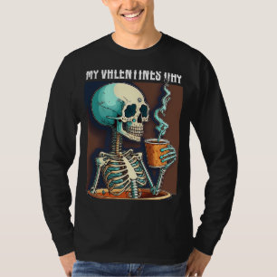 私のバレンタインデーのスケルトン飲みコーヒー Tシャツ