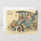 私のバレンタインデーのヴィンテージ車へ シーズンポストカード (正面/裏面)