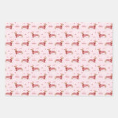 私のバレンタインデーの水色のダッシュント犬ピンク ラッピングペーパーシート (正面3)