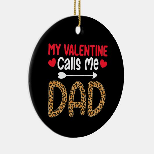 私のバレンタインデーは私にパパヒョウ水牛プレイドを呼び出す セラミックオーナメント (右)